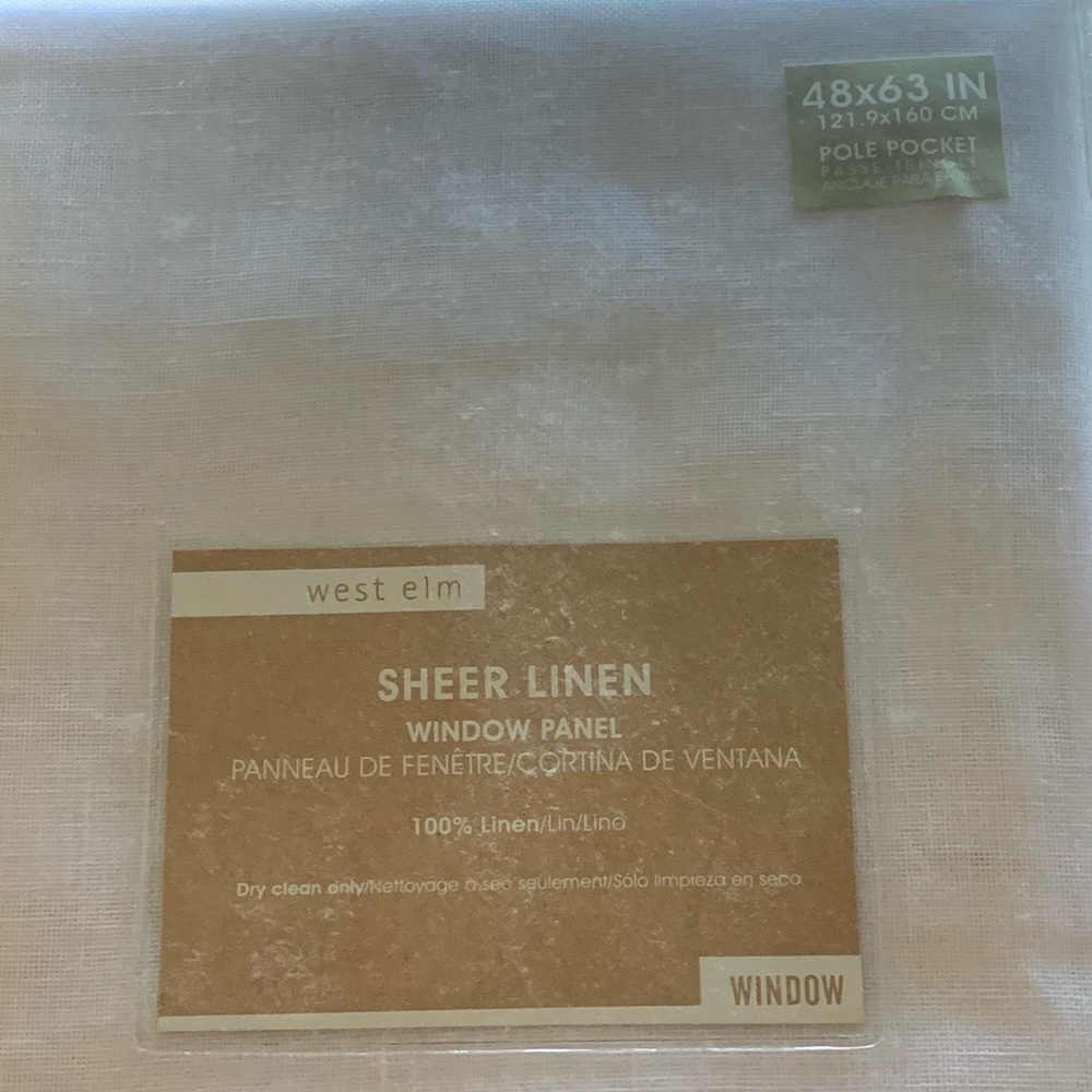 White linemen West Elm Curtain NWT